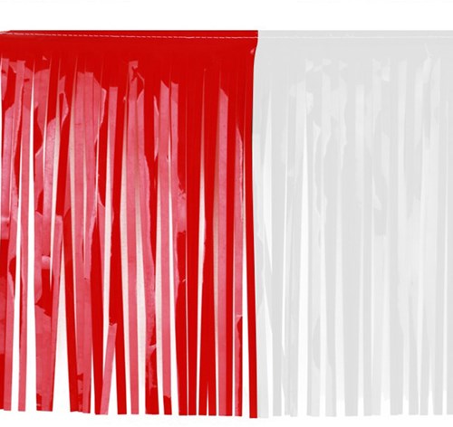 Brandvertragende Slinger met Franjes Rood-Wit 6mx30cm (PVC)