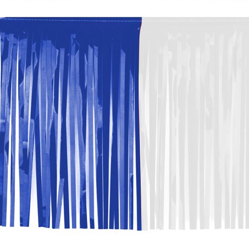 Brandvertragende Slinger met Franjes Blauw-Wit 6mx30cm (PVC)