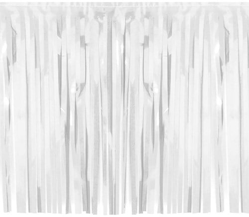 Brandvertragende Slinger met Franjes Wit 6mx30cm (PVC)