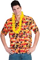 Hawaii Blouse Sunset Yellow Palmtrees 