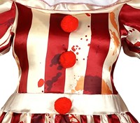 Horror Clown Kostuum Gestreept Dames (detail bovenstuk)