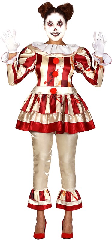 Horror Clown Kostuum Gestreept Dames