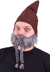 Snor en Baard Grijs met vlechten 