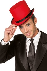 Hoge Hoed Rood met Zwarte Band
