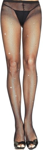 Visnet Panty Zwart met Diamanten