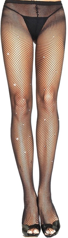 Visnet Panty Zwart met Diamanten