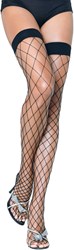 Sexy Overknee Netkousen Zwart Grote Mazen