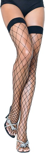 Sexy Overknee Netkousen Zwart Grote Mazen