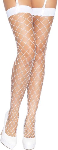 Sexy Overknee Netkousen Wit Grote Mazen