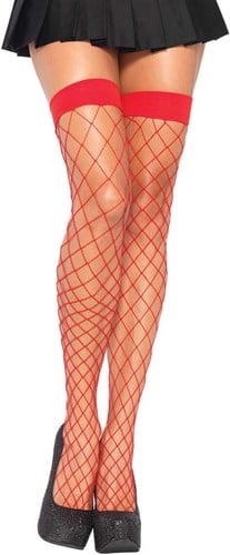 Sexy Overknee Netkousen Rood Grote Mazen