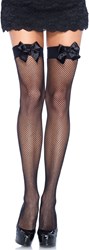 Sexy Overknee Netkousen Zwart met Zwarte Strikken