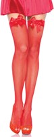 Sexy Overknee Netkousen Rood met Rode Strikken