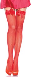 Sexy Overknee Netkousen Rood met Rode Strikken