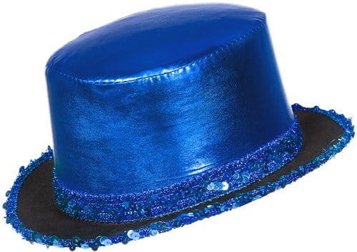 Hoge Hoed Metallic Blauw met Pailletten