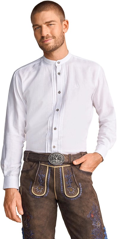 Trachten Overhemd Remo Blauw - 75% Katoen