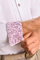 Trachten Overhemd Remo Rood - 75% Katoen (detail mouw)