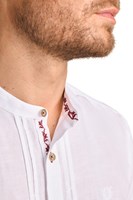 Trachten Overhemd Remo Rood - 75% Katoen (detail)