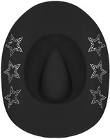 Zwarte Cowboyhoed met Diamanten Sterren (binnenkant)