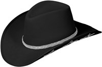Zwarte Cowboyhoed met Diamanten Sterren