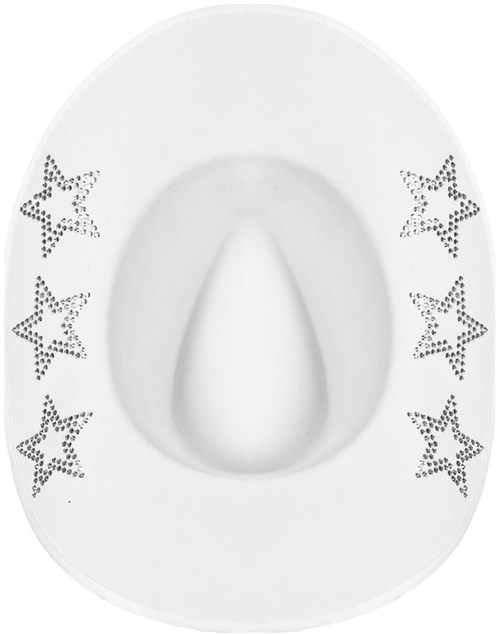 Witte Cowboyhoed met Diamanten Sterren (binnenkant)