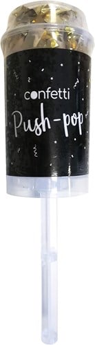 Confetti Push-Popper Metallic Goud-Wit (17cm)