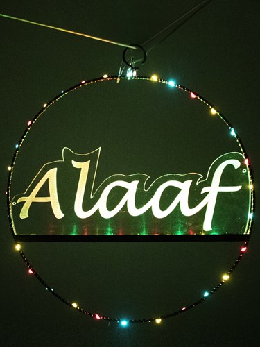 Carnaval Decoratie Cirkel Alaaf met Verlichting (35cm)