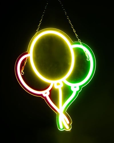 LED Neon Sign 3 Ballonnen Rood-Geel-Groen - 30x40cm