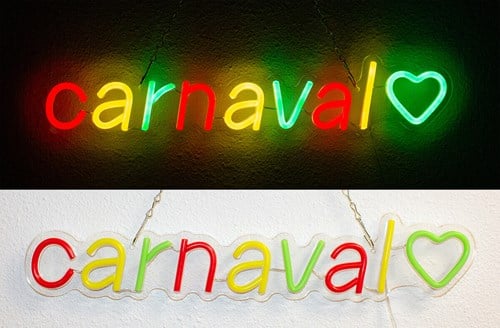 LED Neon Sign Carnaval Rood-Geel-Groen - 50x10cm