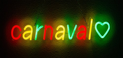 LED Neon Sign Carnaval Rood-Geel-Groen - 60x15cm (donker)