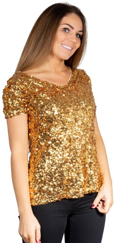 Pailletten Shirt Goud voor dames