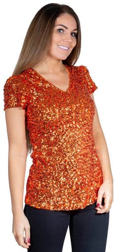 Pailletten Shirt Oranje voor dames