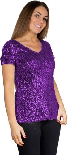 Pailletten Shirt Paars voor dames
