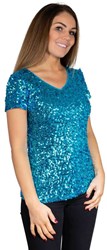 Pailletten Shirt Turquoise voor dames
