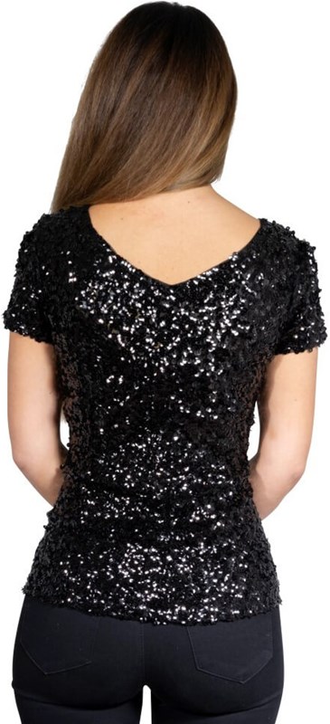 Pailletten Shirt Zwart voor dames (achterkant)
