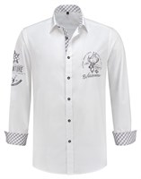 Tiroler Trachtenhemd Grijs/Wit Luxe (100% kat)   - XXXXL