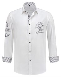 Tiroler Trachtenhemd Grijs/Wit Luxe (100% kat)  