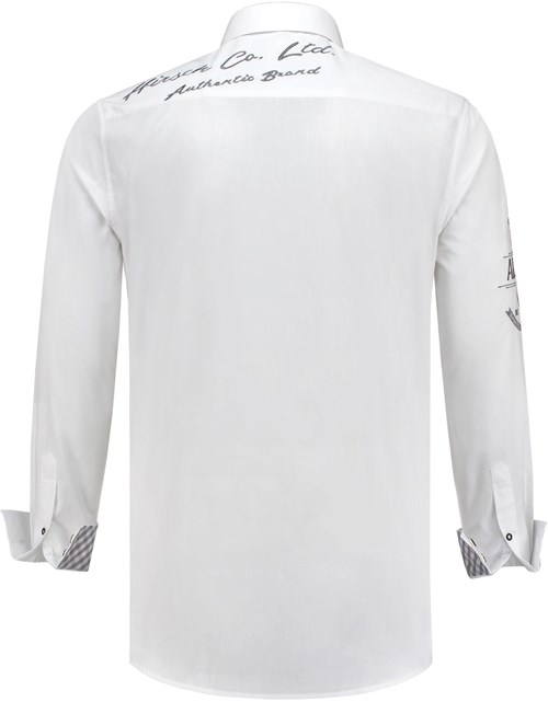 Tiroler Trachtenhemd Grijs/Wit Luxe (100% kat)  -2