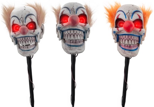 3 Halloween Clowns Tuindeco met LED-Verlichting 