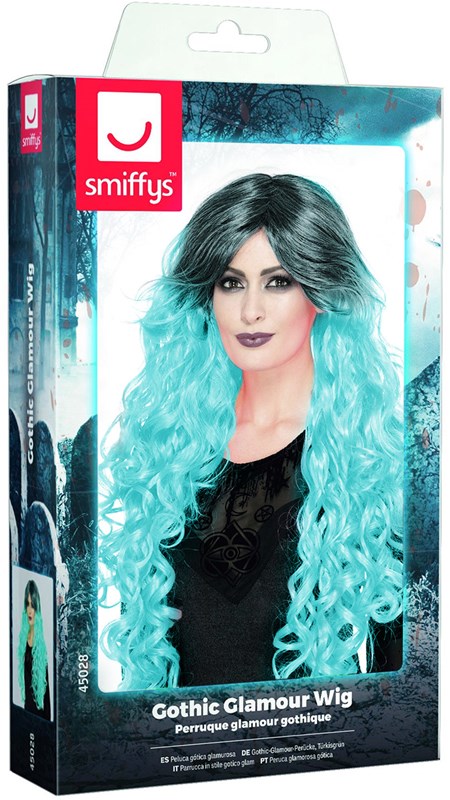 Gothic Ombre Pruik Turquoise Luxe-2