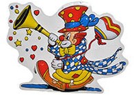 Wanddeco Clown met Toeter (32x40cm)