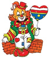 Wanddeco Clown op Muurtje (40x30cm)