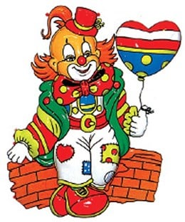 Wanddeco Clown op Muurtje (40x30cm)
