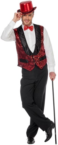 Vest Gilet Pailletten Rood
