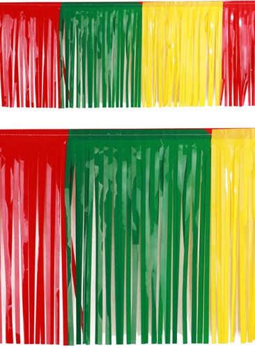 Brandvertragende Slinger met Franjes Rood-Geel-Groen 6mx30cm (PVC)