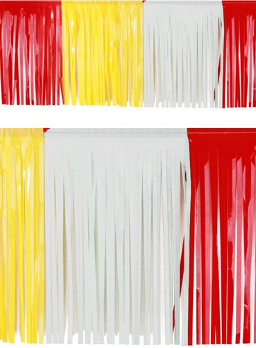 Brandvertragende Slinger met Franjes Rood-Wit-Geel 6mx30cm (PVC)