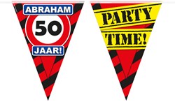 Vlaggenlijn Party 50 Jaar Abraham Verkeersbord