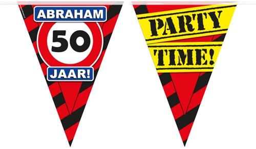 Vlaggenlijn Party 50 Jaar Abraham Verkeersbord