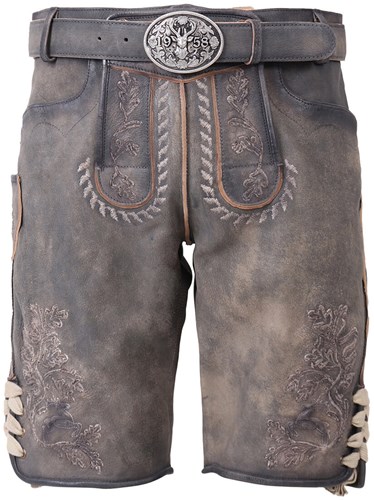 Geitenleer Lederhose Volker Grijs met Riem