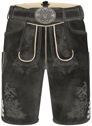 Geitenleer Lederhose Kaui Antraciet met Riem