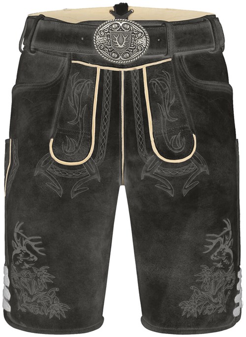Geitenleer Lederhose Kaui Antraciet met Riem